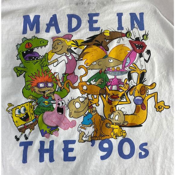 Nickelodeon Crop Shirt Sz M Made In The 90's White Sponge Bob Rugrats Tee Top - Picture 6 of 7